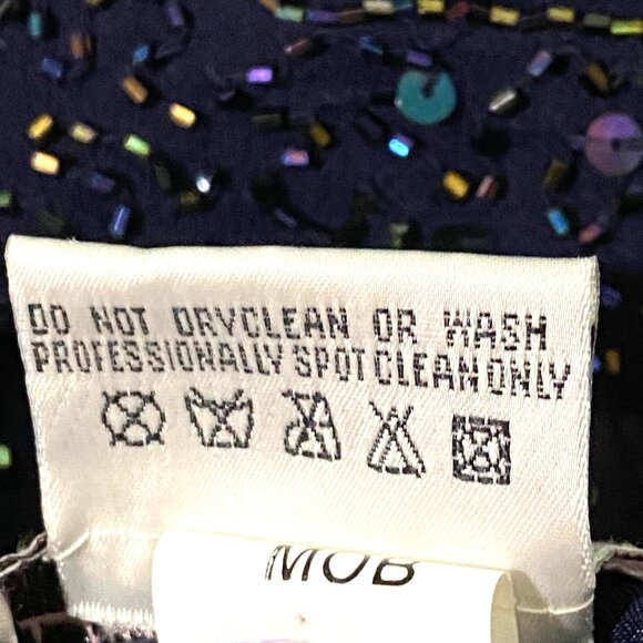 Laurence Kazar Beaded Top Maxi Dress L Navy Blue - Picture 9 of 9